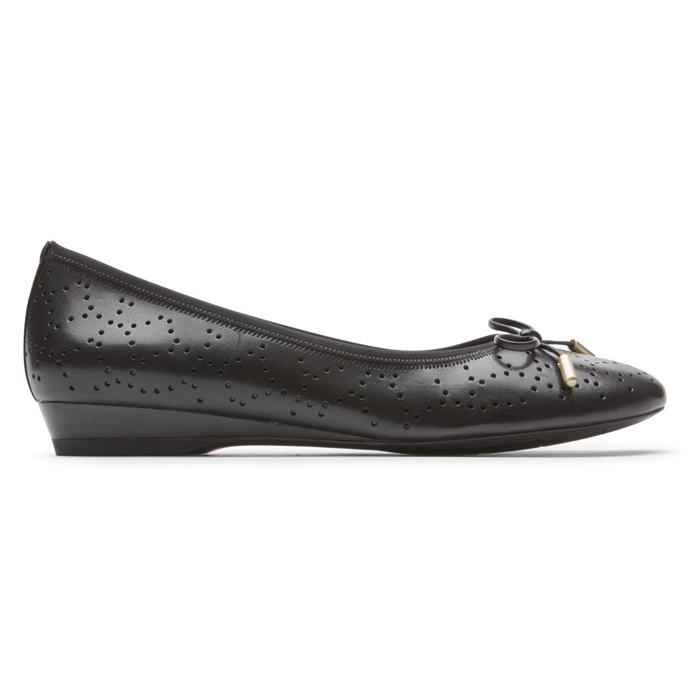 Rockport Womens Total Motion Shea Perforated Bow - Flats Black - KXT243057